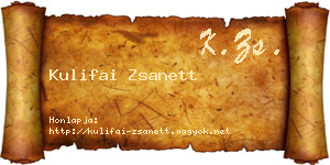 Kulifai Zsanett névjegykártya